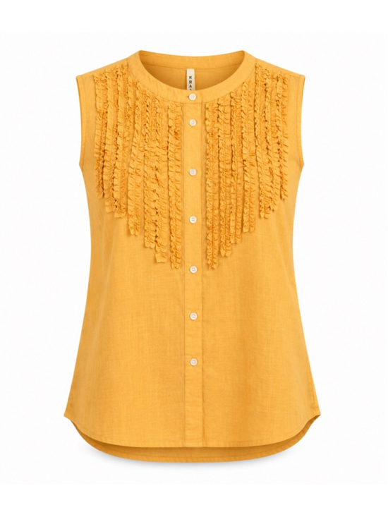 Roper Tops - Roper Womens Orange Cotton Sleeveless Ruffle Western Blouse Sz Med NWT
